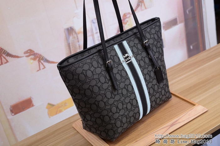 COACH蔻馳 F39043新款購物袋 經典帆布C字logo 四季百搭 手提肩背包  Chz1577